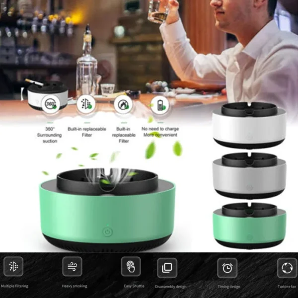 Smoke Removal Air Purification Ashtray Anion Purification Practical Automatic Purifier Ashtray Portable Gadgets For Car Ashtray - Image 9