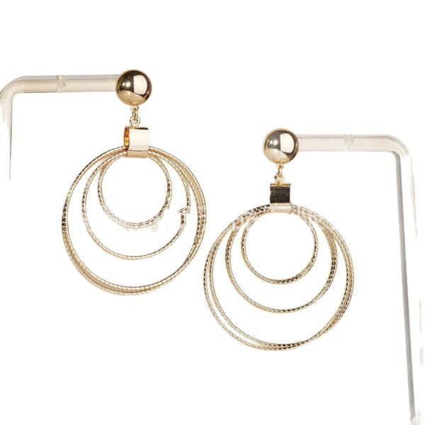 Fashion Simple Geometric Shape Multiple Hollow Concentric Circle Design Special Interest Earrings - Image 2