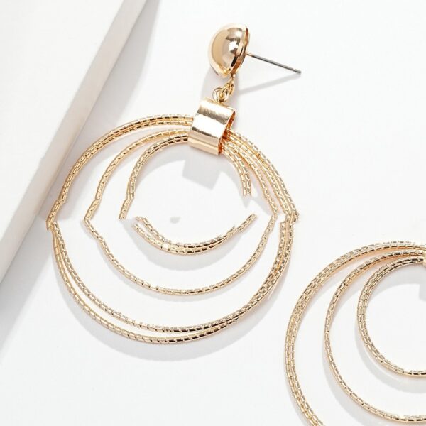 Fashion Simple Geometric Shape Multiple Hollow Concentric Circle Design Special Interest Earrings - Image 5