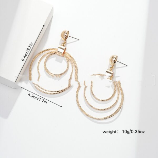Fashion Simple Geometric Shape Multiple Hollow Concentric Circle Design Special Interest Earrings - Image 4