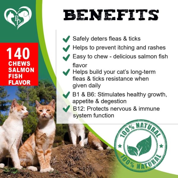 Flea And Tick Prevention Chewable Pills For Cats Revolution Oral Flea Treatment For Pets Pest Control & Natural Defense Chewables Small Tablets Salmon Fish Taste - Image 6